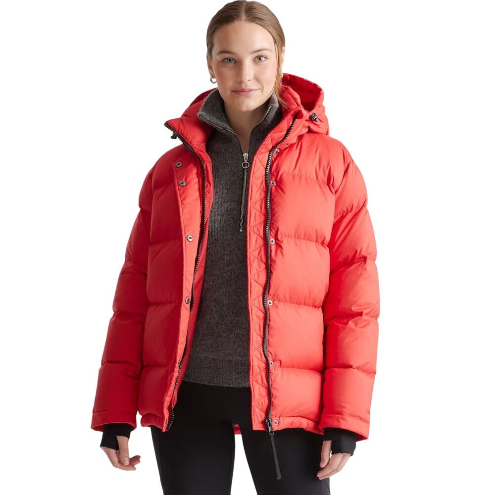 NWOT Quince Women's M Responsible Down Cropped Puffer Jacket Bright Red Preppy